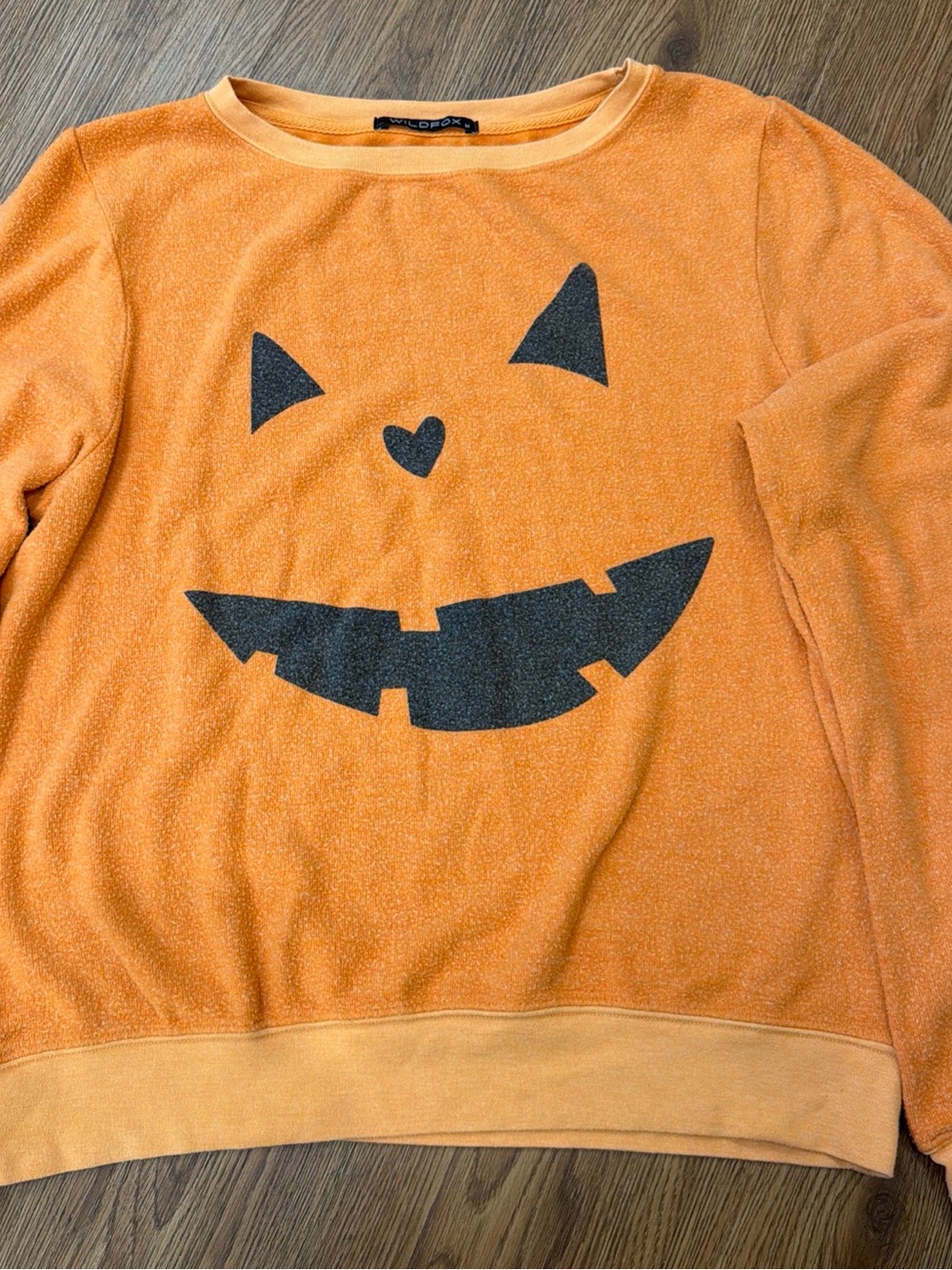 Wildfox Orange Pumpkin Face Pullover Sweatshirt